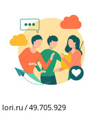 Group of managers discuss social media promotion. Communication or PR, Public Relations manager to communicate company information and media, announce sales concept. Services to grow your business. Group of managers discuss social media promotion. Public Relations leader to communicate media. Стоковая иллюстрация, агентство Ingram Publishing / Фотобанк Лори