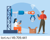Automation business. Vector illustration. Robotic process automation as an innovation improving productivity, reliability and repeatability in systems or processes Marketing automation line. Automation business. Vector illustration. Robotic process automation as an innovation improving productivity. Стоковая иллюстрация, агентство Ingram Publishing / Фотобанк Лори