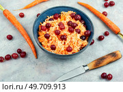 Vitamin salad of grated carrots and gooseberries.. Vegetable carrot salad. Стоковое фото, агентство Ingram Publishing / Фотобанк Лори