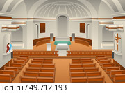 A vector illustration of Interior of a Church . Стоковая иллюстрация, агентство Ingram Publishing / Фотобанк Лори
