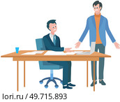 Office workers. Vector illustration. A worker employee demonstrates commitment and dedication to their role An office manager delegates responsibilities and sets priorities A business person adapts. Office workers. The office workplace provides professional environment for productivity Teamwork essential for achieving. Стоковая иллюстрация, агентство Ingram Publishing / Фотобанк Лори