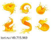 Water and juice splash liquide. Vector Illustration. A water splash, fleeting spectacle of natures energy Fresh juice splashed, tangy explosion of color and taste A wave shape, timeless symbol of seas. Water and juice splash liquide. A wave shape, rhythmic pattern inspired by seas dance A drop shape, simple yet profound. Стоковая иллюстрация, агентство Ingram Publishing / Фотобанк Лори