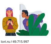Spying, observing and sneaking. Vector illustration. Spy, master of observation, constantly alert Sneaking secret, hidden truths whispered in silence Spying person, silent observer tracking every. Spying, observing and sneaking. Spy, agent of shadows, constantly on watch Sneaking secret, hidden tales whispered. Стоковая иллюстрация, агентство Ingram Publishing / Фотобанк Лори
