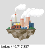 Toxic smoke from industrial factories floating in air. Causing pollution, destroying environment and health of population of large cities, global emission from factory chimney with carbon dioxide. Toxic smoke from industrial factories in air. Global emission from chimney with carbon dioxide. Стоковая иллюстрация, агентство Ingram Publishing / Фотобанк Лори