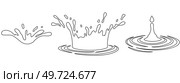 Water and juice splash liquide. Black doodle line. A spill shape, abstract art formed by chance and circumstance A water splash, lively explosion of liquid energy Fresh juice splashed, refreshing. Water and juice splash liquide. A spill shape, unscheduled painting etched by accident A water splash, exuberant display. Стоковая иллюстрация, агентство Ingram Publishing / Фотобанк Лори