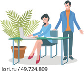 Office workers. Vector illustration. Office workers adapt to new technologies and embrace digital transformation Office work involves maintaining accurate records and documentation A worker employee. Office workers. Office workers strive for continuous improvement and growth Office work involves multitasking. Стоковая иллюстрация, агентство Ingram Publishing / Фотобанк Лори