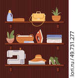Clothing care. Vector illustration. Wash your clothes with mild detergent to preserve their quality Reuse old fabrics to create beautiful home decorations Reusable clothing items are eco-friendly. Clothing care. Apparel choices can convey specific message. Recycle your garments to reduce waste. Стоковая иллюстрация, агентство Ingram Publishing / Фотобанк Лори