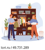 Clothing care. Vector illustration. The clothing care concept encourages us to nurture our well-being Wear clothes make you feel comfortable and confident in your own skin Clean clothes contribute. Clothing care. The clothing care concept emphasizes importance taking care ourselves. Стоковая иллюстрация, агентство Ingram Publishing / Фотобанк Лори