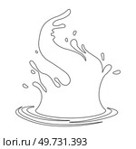 Water and juice splash liquide. One line stroke outline vector Illustration A dripped droplet, delicate dancer in ballet of fluids A spill shape, unexpected art form from moment of chaos A water. Water and juice splash liquide. A spill shape, testament to unpredictable beauty of chaos A water splash, sudden burst. Стоковая иллюстрация, агентство Ingram Publishing / Фотобанк Лори