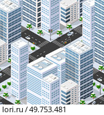 Isometric 3d street downtown architecture district part of the city with outdoor road buildings. City stock infographic illustration. Isometric 3d street downtown architecture district part. Стоковая иллюстрация, агентство Ingram Publishing / Фотобанк Лори