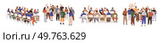 Crowd of people sitting and standing in audience. Rear view of academic auditorium, fan audience, people crowd. Set of spectators backs. Backside of people characters. Men women on concert or festival. Crowd of people sitting and standing in audience. Rear view of academic auditorium, fan audience, people crowd. Стоковая иллюстрация, агентство Ingram Publishing / Фотобанк Лори