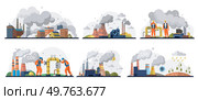 Air pollution vector illustration. Natures tears fall as we pollute air, lifeblood our fragile ecosystem The air pollution metaphor is stain, mark shame on canvas environmental ethics. Air pollution. The symphony nature is drowned out by cacophony industrial air pollution. Стоковая иллюстрация, агентство Ingram Publishing / Фотобанк Лори