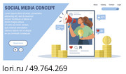 Social media. Vector illustration. Workgroups collaborate through social media tools to enhance productivity Technology has revolutionized social media and its impact on society. Social media. Effective management social media accounts is essential for brand reputation. Стоковая иллюстрация, агентство Ingram Publishing / Фотобанк Лори