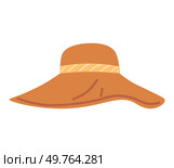 Style green hat icon. Flat illustration of classic headdress vector icon isolated on white background. Wide brim panama hat. Clothing and garment, womens wardrobe item, vintage fashion felt cap. Style green hat. Wide brim panama. Clothing and garment, womens wardrobe item, vintage fashion cap. Стоковая иллюстрация, агентство Ingram Publishing / Фотобанк Лори
