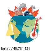 Global warming vector illustration. Ecologic guardians, unsung heroes environmental conservation, stand firm against global warming Environmental conservation is shield, protecting fragile ecosystem. Global warming. Ecosystem, delicate symphony, resonates with dissonance climate change and environmental harm. Стоковая иллюстрация, агентство Ingram Publishing / Фотобанк Лори
