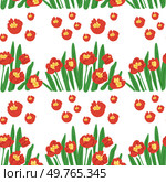 Seamless pattern flowers vector illustration. The seamless background provided serene and continuous backdrop, evoking sense tranquility The seamless design seamlessly integrated various elements. Seamless pattern flowers. The continual repetition seamless pattern added depth and complexity to artwork. Стоковая иллюстрация, агентство Ingram Publishing / Фотобанк Лори