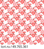 Sakura pattern vector illustration. The repeating pattern sakura blooms symbolized eternal renewal and vitality nature The infinite allure seamless background captivated senses, immersing. Sakura pattern. The continual repetition seamless pattern created captivating visual rhythm. Стоковая иллюстрация, агентство Ingram Publishing / Фотобанк Лори