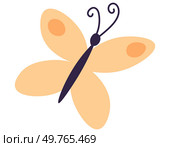 Charming apricot-colored butterfly with playful spots and whimsical curled antennae, evoking a sense of joy and playfulness. Delightful Apricot-Colored Butterfly Illustration with Whimsical Antennae. Стоковая иллюстрация, агентство Ingram Publishing / Фотобанк Лори