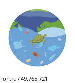 Ocean pollution vector illustration. The environmental problem polluted seas requires concerted effort The underwater world, once pristine, is now marred by human-induced damage The ocean pollution. Ocean pollution. Ecological harm results from careless disposal trash in ocean. Стоковая иллюстрация, агентство Ingram Publishing / Фотобанк Лори