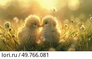 Two owls are sitting on top of a grass-covered field.. Owls Perched on Grass Field. Стоковое фото, агентство Ingram Publishing / Фотобанк Лори