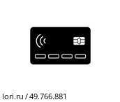 A credit card icon featuring a chip and wireless payment symbol. Represents digital transactions, fintech, secure banking, e-commerce, and modern payment systems in vector format.. Credit card icon with chip and wireless payment symbol. Digital transactions, fintech, banking design. Стоковая иллюстрация, агентство Ingram Publishing / Фотобанк Лори