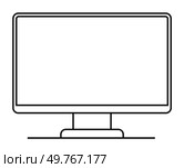 A simple black-and-white outline of a computer monitor with a rectangular screen on a stand. Ideal for technology, electronics, office, digital workspaces, and home offices.. Minimalistic Outline of a Computer Monitor with a Rectangular Screen on a Stand. Стоковая иллюстрация, агентство Ingram Publishing / Фотобанк Лори