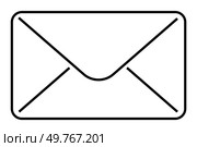 Black and white outline of an envelope representing email, communication, mail, messaging, and office-related themes. Ideal for digital communication, newsletters, messaging apps, online mail services. Black and White Minimalist Envelope Design for Email, Communication, Mail, Messaging, and Office Themes. Стоковая иллюстрация, агентство Ingram Publishing / Фотобанк Лори