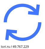 Two blue arrows form a circular shape, indicating a continuous or cyclic process. Themes synchronization, refresh, loop, continuity, and process flow, with arrow symbolism.. Blue Circular Arrow Vector Representing Synchronization or Continuity Concept. Стоковая иллюстрация, агентство Ingram Publishing / Фотобанк Лори
