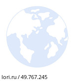 The image shows a minimalist blue and white representation of Earth, highlighting the continents and the ocean. Themes include Earth, geography, environment, simplicity, and global representation.. Simplistic Depiction of Earth in Blue and White Featuring Continents and Ocean in Minimalist Style. Стоковая иллюстрация, агентство Ingram Publishing / Фотобанк Лори