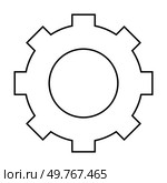 Gear with eight teeth in black outline on a white background. Ideal for technology, engineering, mechanical processes, customization, and settings icons. Simple, minimalist style.. Simple Black and White Gear Symbol for Settings, Engineering, and Mechanical Concepts. Стоковая иллюстрация, агентство Ingram Publishing / Фотобанк Лори
