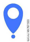 A blue map pin with a hollow circle on top and a filled circle at the bottom. Ideal for navigation, maps, travel, location, and geography-related themes. Clean design style.. Blue Map Marker Pin with Hollow Circle on Top and Filled Circle at Bottom. Стоковая иллюстрация, агентство Ingram Publishing / Фотобанк Лори