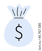 A simple, minimalist money bag with a dollar sign. Ideal for themes of finance, savings, investment, wealth, and prosperity. Clear lines, minimalist style.. Money Bag Icon Representing Wealth, Success, and Financial Gains. Стоковая иллюстрация, агентство Ingram Publishing / Фотобанк Лори