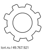 Black outline of an eight-toothed gear on a white background. Ideal for engineering, machinery, technology, manufacturing, and technical presentations.. Simple Gear Outline with Eight Teeth in Black on White Background. Стоковая иллюстрация, агентство Ingram Publishing / Фотобанк Лори