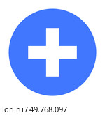 Blue circle with a white cross symbol. Ideal for healthcare, emergency services, medical apps, hospital signage, first aid. Simple and clean style.. Blue Circle with White Cross Symbol Representing Medical or Health-Related Services. Стоковая иллюстрация, агентство Ingram Publishing / Фотобанк Лори