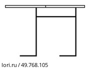 Simple black and white desk with clean lines and rectangular top supported by minimalistic legs. Ideal for home office, student desks, modern interiors, minimalism enthusiasts, office work. Line art. Minimalist Black and White Desk with Sleek Lines and Sturdy Design. Стоковая иллюстрация, агентство Ingram Publishing / Фотобанк Лори