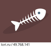 Fish skeleton on brown background. icon of fishbone. Haunting reminder of circle of life. Beauty and fragility of marine ecosystems. Mysteries of underwater world through remains of fallen fish. Fish skeleton on brown background, fishbone. Underwater world, marine ecosystems, climate change. Стоковая иллюстрация, агентство Ingram Publishing / Фотобанк Лори