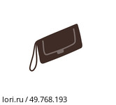 Minimalist brown clutch bag with a strap in a simple design. Ideal for fashion design, accessory promotion, retail marketing, women empowerment, and minimalist art. Modern, minimalist, stylish. Elegant Brown Clutch Bag with Strap on White Background, Minimalist Design. Стоковая иллюстрация, агентство Ingram Publishing / Фотобанк Лори