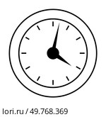 Simple black and white clock face with minimalistic design. Ideal for time management, punctuality, scheduling apps, educational purposes, and business presentations. Simple minimalist style.. Black and White Clock Face Vector with Minimalist Design for Time Management and Scheduling. Стоковая иллюстрация, агентство Ingram Publishing / Фотобанк Лори