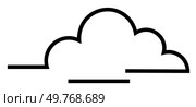 A black outline of a cloud with a minimalist design. Ideal for weather forecasts, environmental themes, digital storage, web design, and children s book illustrations. Simple, clean, modern.. Simple Minimalist Cloud Outline with Clean Lines in Black and White. Стоковая иллюстрация, агентство Ingram Publishing / Фотобанк Лори