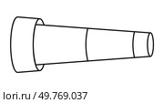 Simplistic black and white line art of a telescope. Ideal for space exploration, navigation, maritime themes, astronomy, and adventure. Minimalist design can be used in educational or informative. Telescopic Device for Exploration and Navigation in Black and White Line Art. Стоковая иллюстрация, агентство Ingram Publishing / Фотобанк Лори