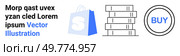 Shopping bag icon, stack of books, and a buy button with text. Ideal for e-commerce, online bookstores, digital marketing, online shopping portals, and user interface design. Landing page. Shopping and Book Purchase Concept with Buy Button for E-commerce and Online Bookstore Vector. Стоковая иллюстрация, агентство Ingram Publishing / Фотобанк Лори