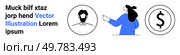 Businesswoman converses with client avatar next to dollar symbol, emphasizing financial consultation. Ideal for business consulting, financial services, client onboarding, marketing, sales. Business Representative Discussing Financial Growth with Client Avatar and Dollar Symbol. Стоковая иллюстрация, агентство Ingram Publishing / Фотобанк Лори