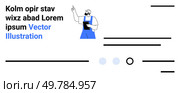 Man in blue overalls pointing with pen, wearing a mask, and holding a tablet. Surrounded by text and geometric lines. Ideal for construction, engineering, blueprints, safety protocols, design. Construction Worker Highlighting Blueprint Details with Text Elements and Geometric Designs. Стоковая иллюстрация, агентство Ingram Publishing / Фотобанк Лори