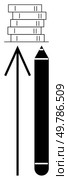 Pencil and upward arrow directing toward stack of coins signify financial growth, wealth accumulation, and investment success. Ideal for business strategies, finance, education, economic progress. Pencil alongside arrow pointing up towards stack of coins highlighting financial growth. Стоковая иллюстрация, агентство Ingram Publishing / Фотобанк Лори