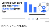 Bar chart, gear symbols, and abstract elements form a modern business and technology theme. Ideal for business analytics, technology integration, data representation, workflow, innovation. Business and Technology Concept with Bar Chart and Gear Symbols. Стоковая иллюстрация, агентство Ingram Publishing / Фотобанк Лори