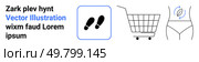 Footstep icon, shopping cart, and waistline with measurement icon promoting health and fitness goals. Ideal for fitness, nutrition, e-commerce, weight loss, gym marketing, health blogs, app design. Fitness and Shopping Icons with Steps, Shopping Cart, and Waist Line Elements for Health Themes. Стоковая иллюстрация, агентство Ingram Publishing / Фотобанк Лори