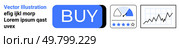 Blue BUY button, rating system with triangle dial and stars, financial chart with rising graph. Ideal for e-commerce, user interfaces, online shopping, ratings systems, financial dashboards, business. Business UI Design Elements Featuring Buy Button, Rating System, and Financial Chart. Стоковая иллюстрация, агентство Ingram Publishing / Фотобанк Лори