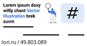Person in blue shirt examines metadata tag icon with magnifying glass. Ideal for social media, marketing, analysis, digital strategy, audience engagement, online campaigns, content creation. Landing. Social Media Engagement Concept with metadata tag Symbol and Person Holding Magnifying Glass. Стоковая иллюстрация, агентство Ingram Publishing / Фотобанк Лори