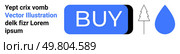 Blue BUY button with abstract tree and droplet illustrations, plus placeholder text in black and blue. Ideal for e-commerce, digital art, simple design, user interface, clean layouts, modern. Blue BUY Button with Abstract Tree and Droplet Design Accompanied by Placeholder Text. Стоковая иллюстрация, агентство Ingram Publishing / Фотобанк Лори