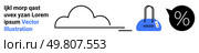 Black cloud icon paired with a blue shopping bag and percentage icon. Ideal for e-commerce, online retail, sales promotion, discount offerings, seasonal sales, cloud services, retail marketing. Cloud icon with shopping bag and percentage icon, symbolizing online retail and discounts. Стоковая иллюстрация, агентство Ingram Publishing / Фотобанк Лори